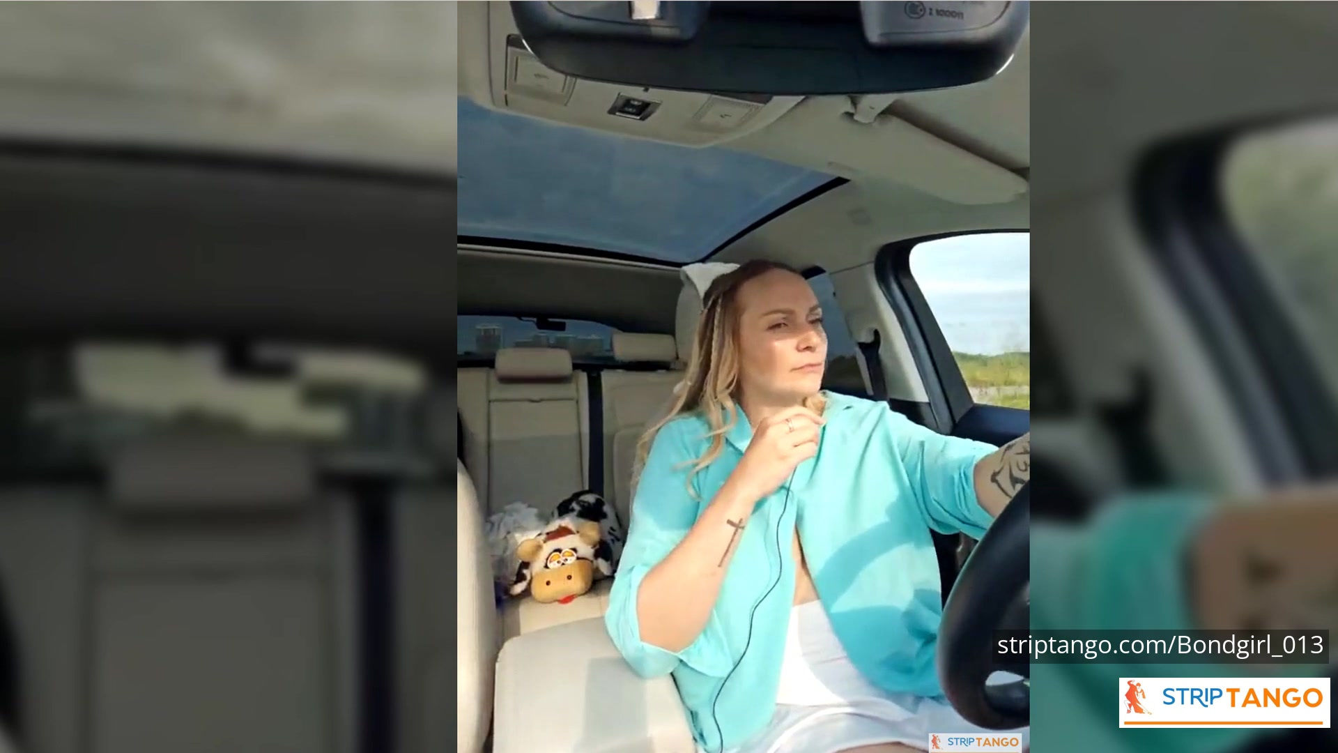 BondGirl Driving Tease – Big Tits, Pussy with Vibrating Toy