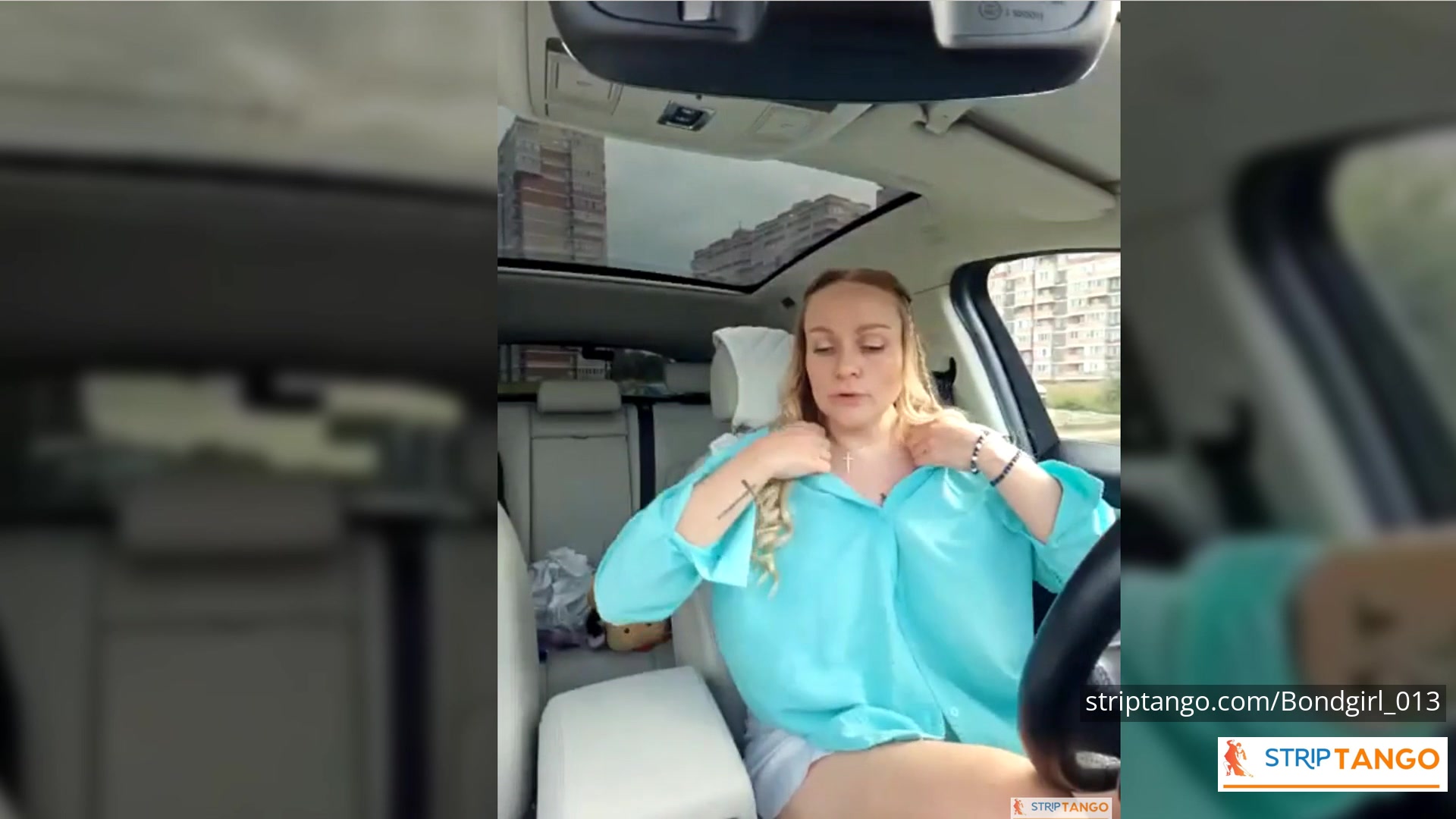 BondGirl Driving Tease – Big Tits, Pussy with Vibrating Toy