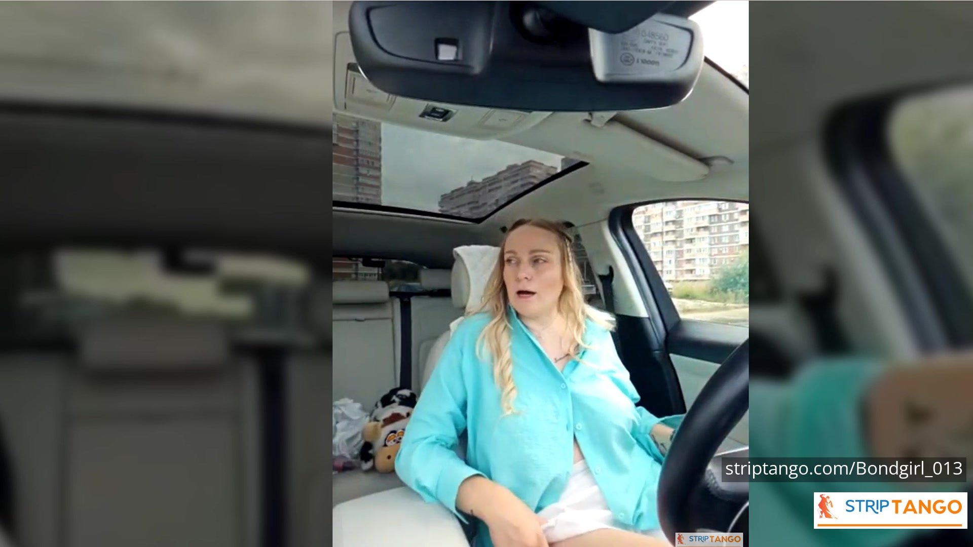 BondGirl Driving Tease – Big Tits, Pussy with Vibrating Toy