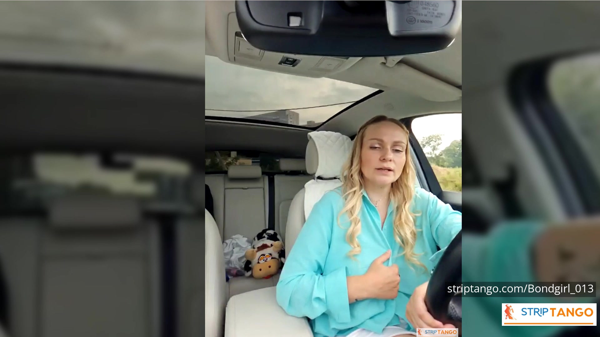 BondGirl Driving Tease – Big Tits, Pussy with Vibrating Toy