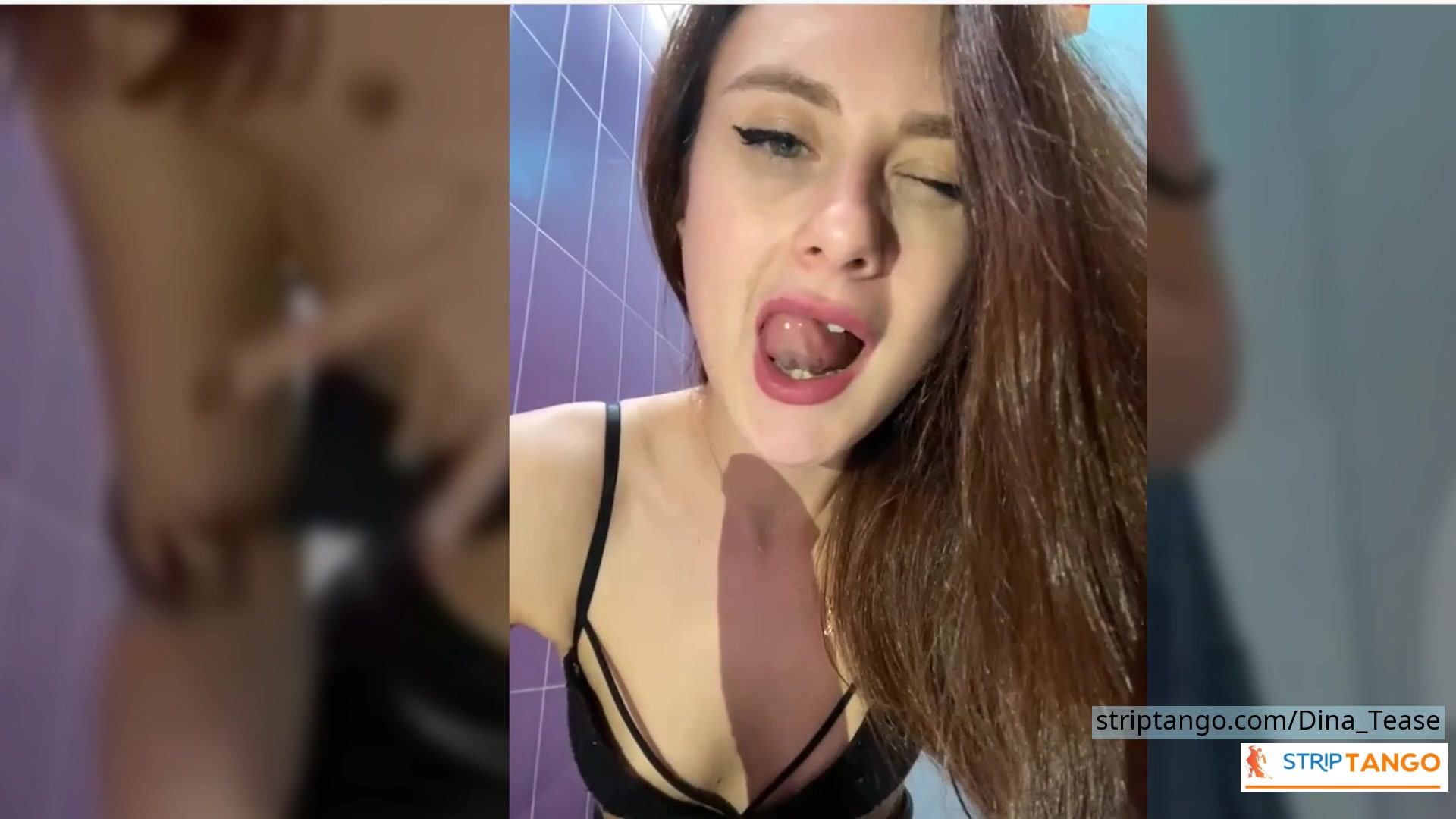 Dina_Tease Outdoor Public Toilet Show – Leather Skirt, Upski