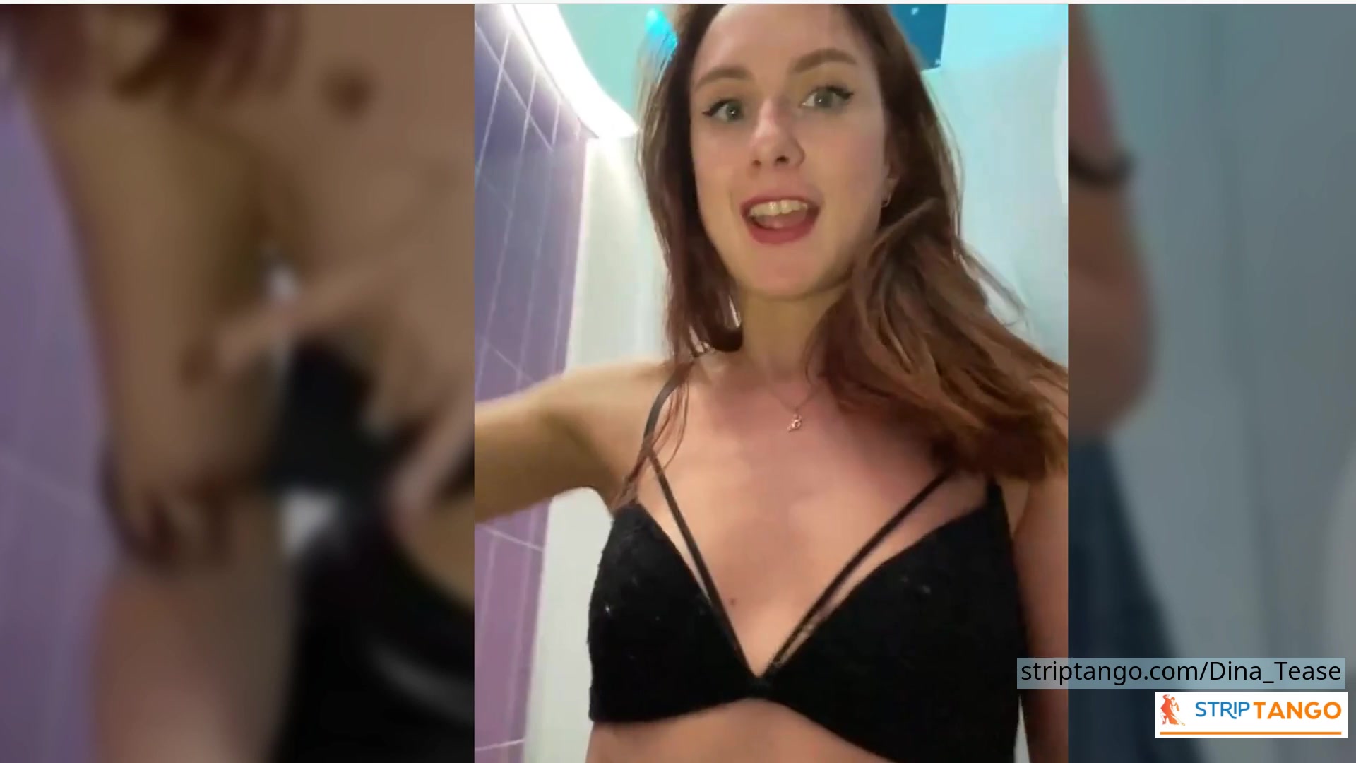 Dina_Tease Outdoor Public Toilet Show – Leather Skirt, Upski