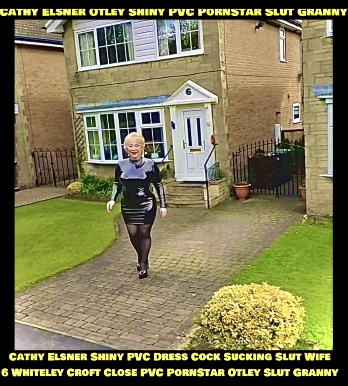 Cathy Shiny PVC Tight Dress Porn Slut Granny High Heel Slut