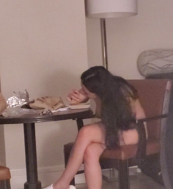 Daniela Duran in hotel room behind the scenes photoshoot