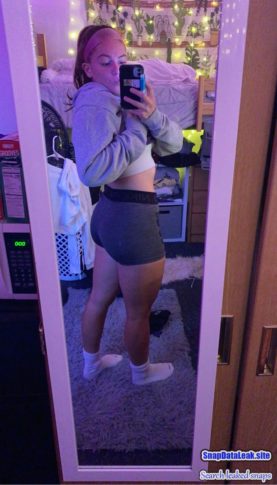 Sexy petite college teen teasing little titties with mirror