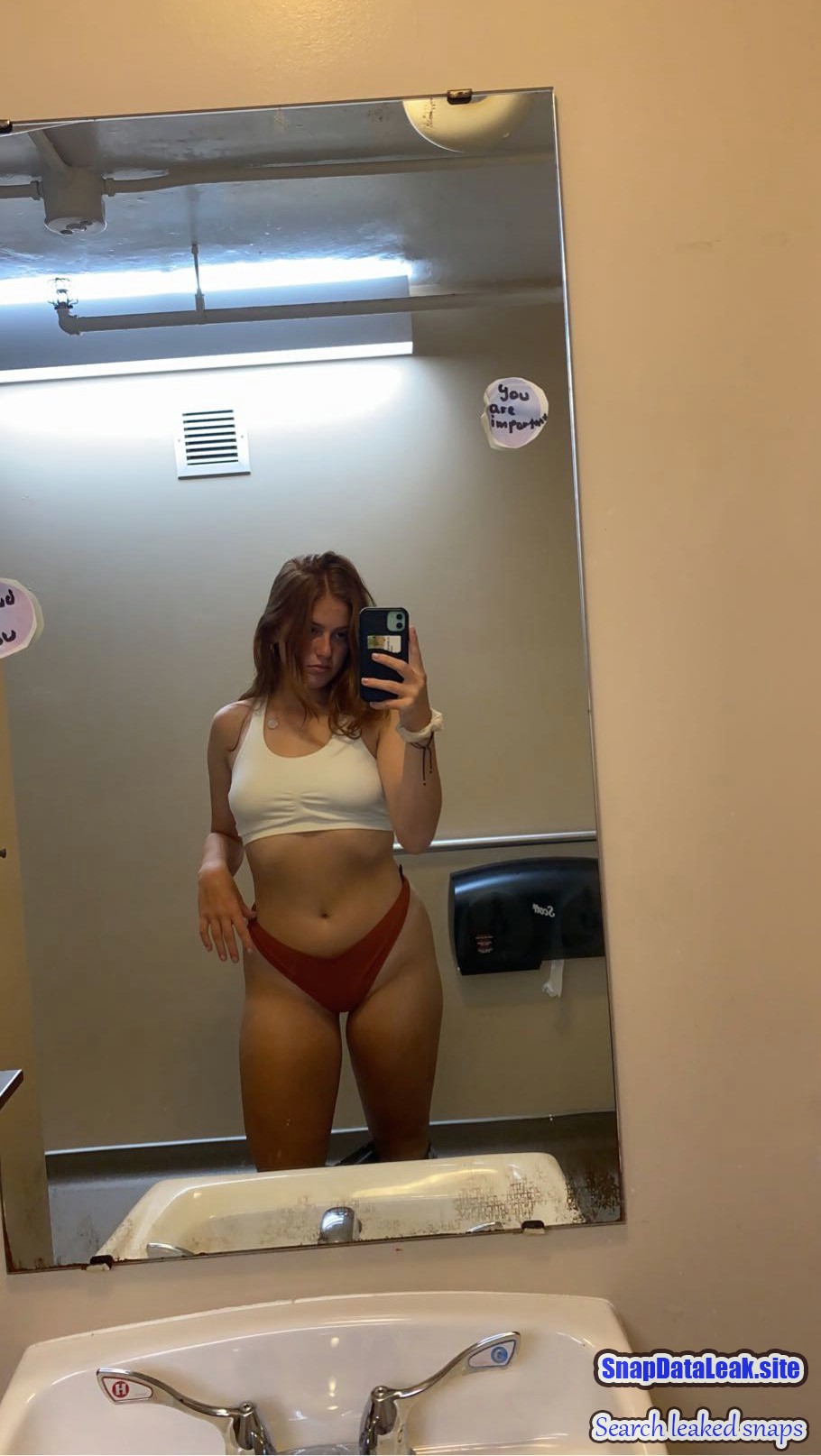 Sexy petite college teen teasing little titties with mirror