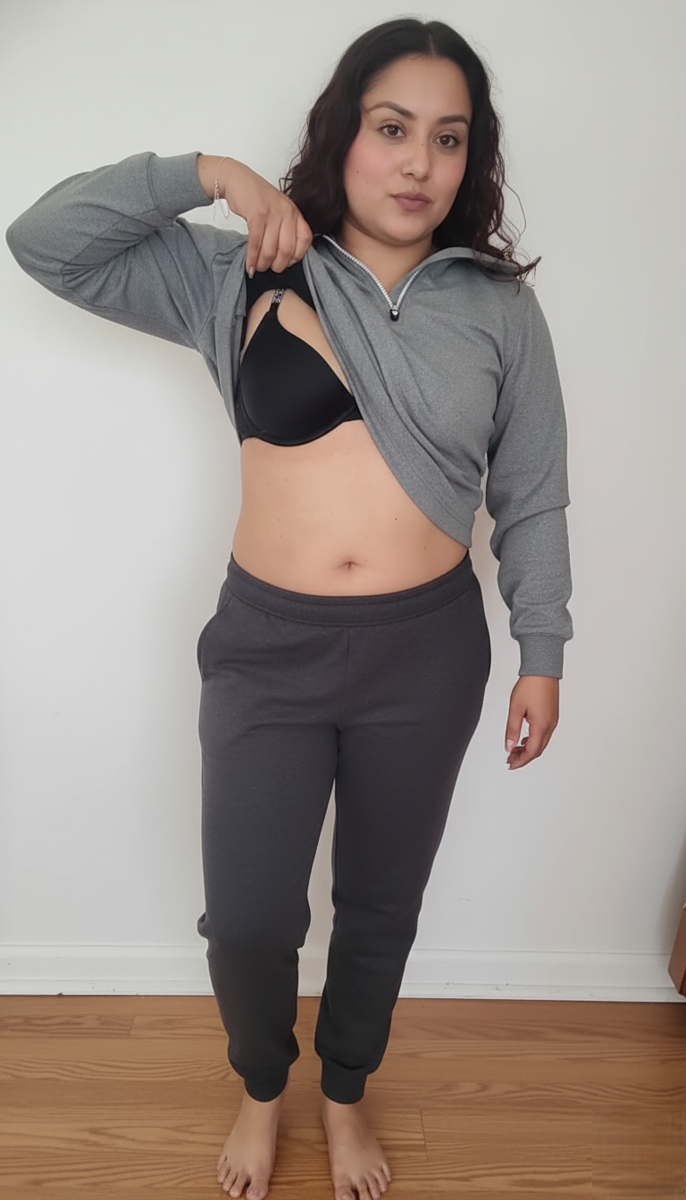 Luciendo su bra negro