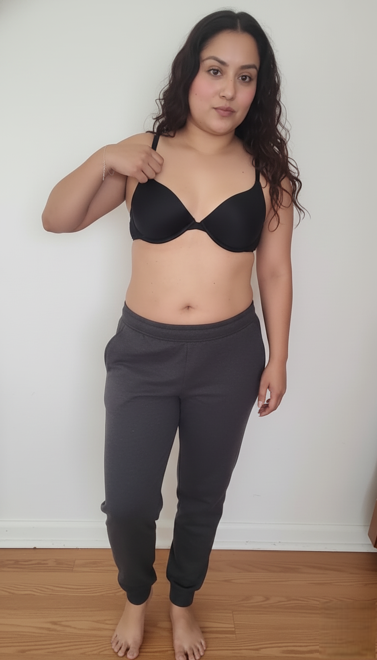 Luciendo su bra negro