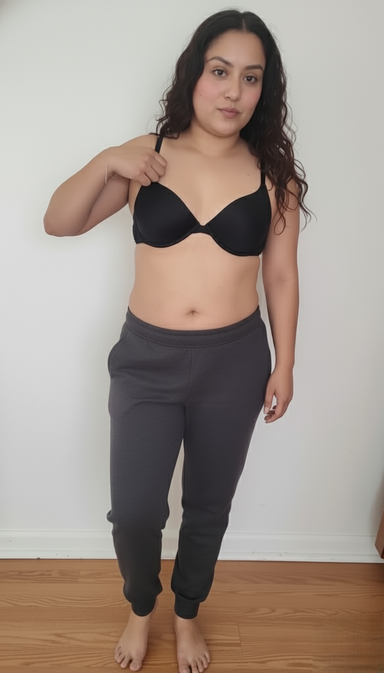 Luciendo su bra negro