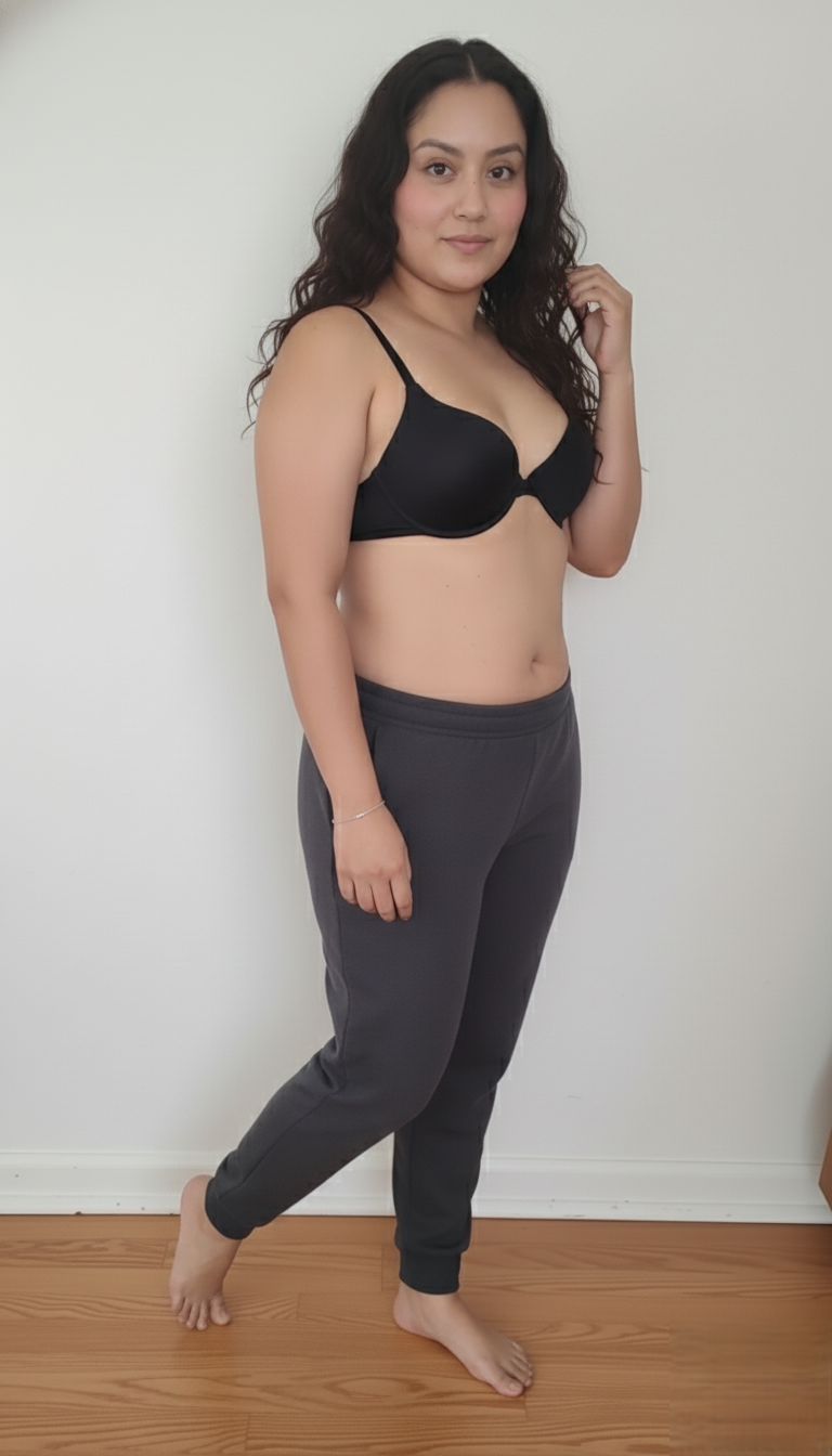 Luciendo su bra negro