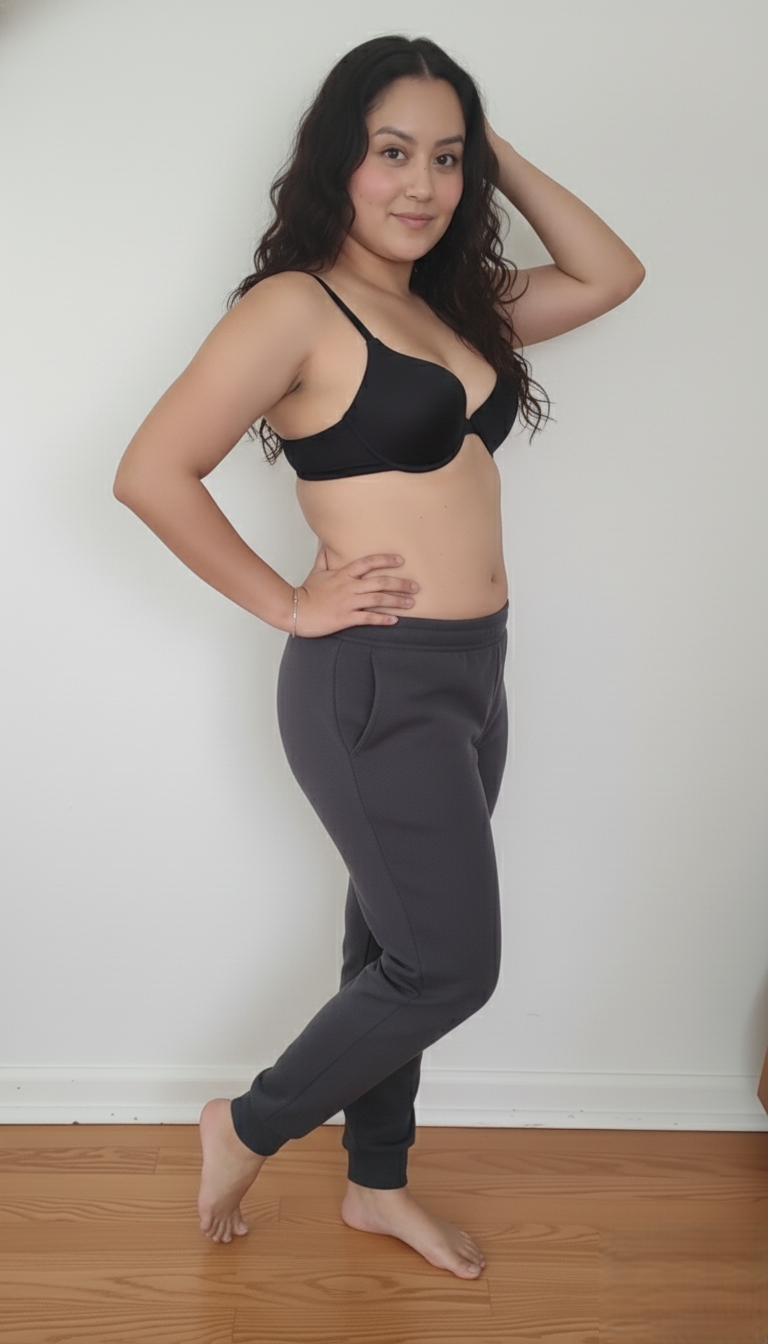 Luciendo su bra negro