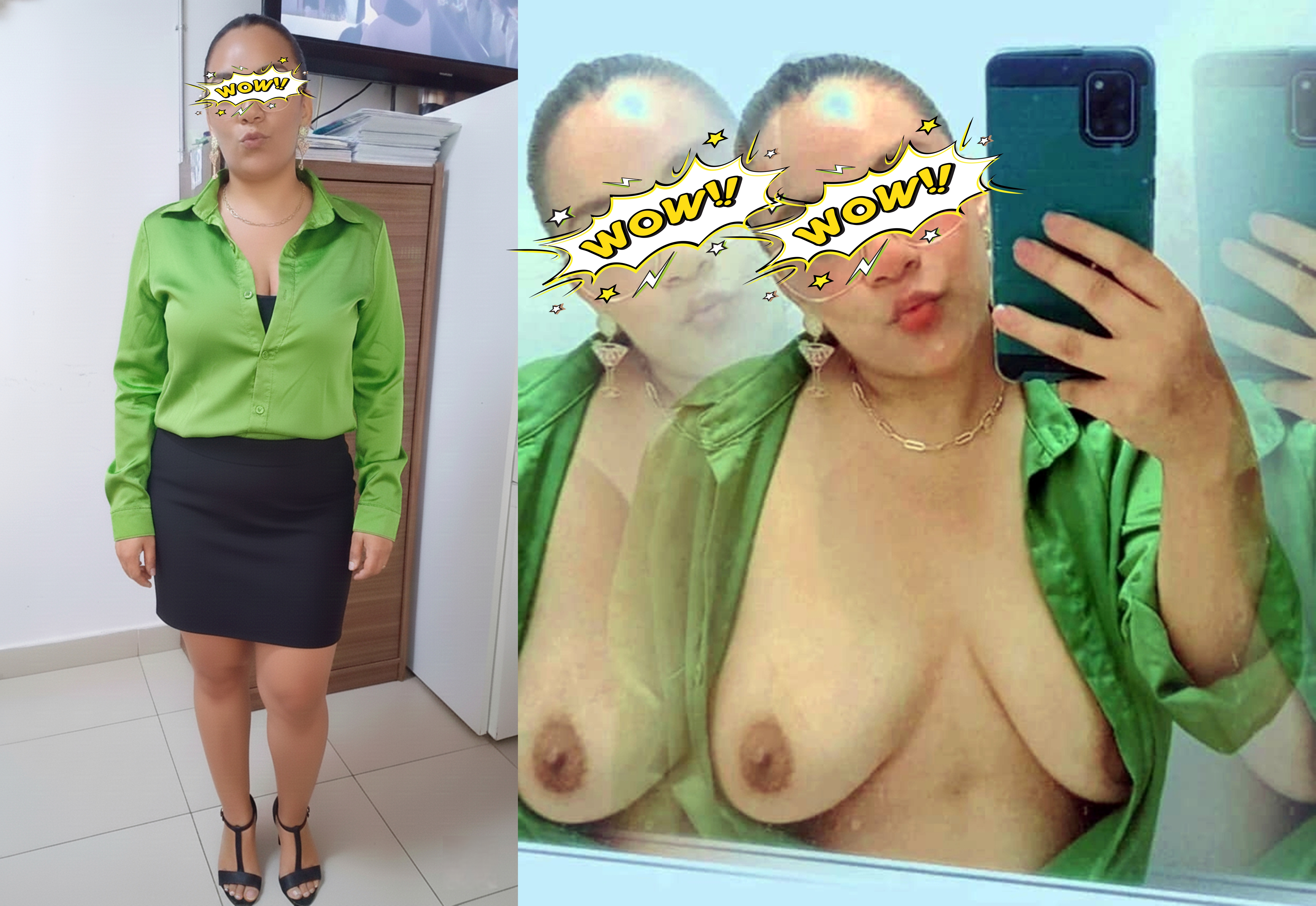 Luciendo las tetas desde la oficina