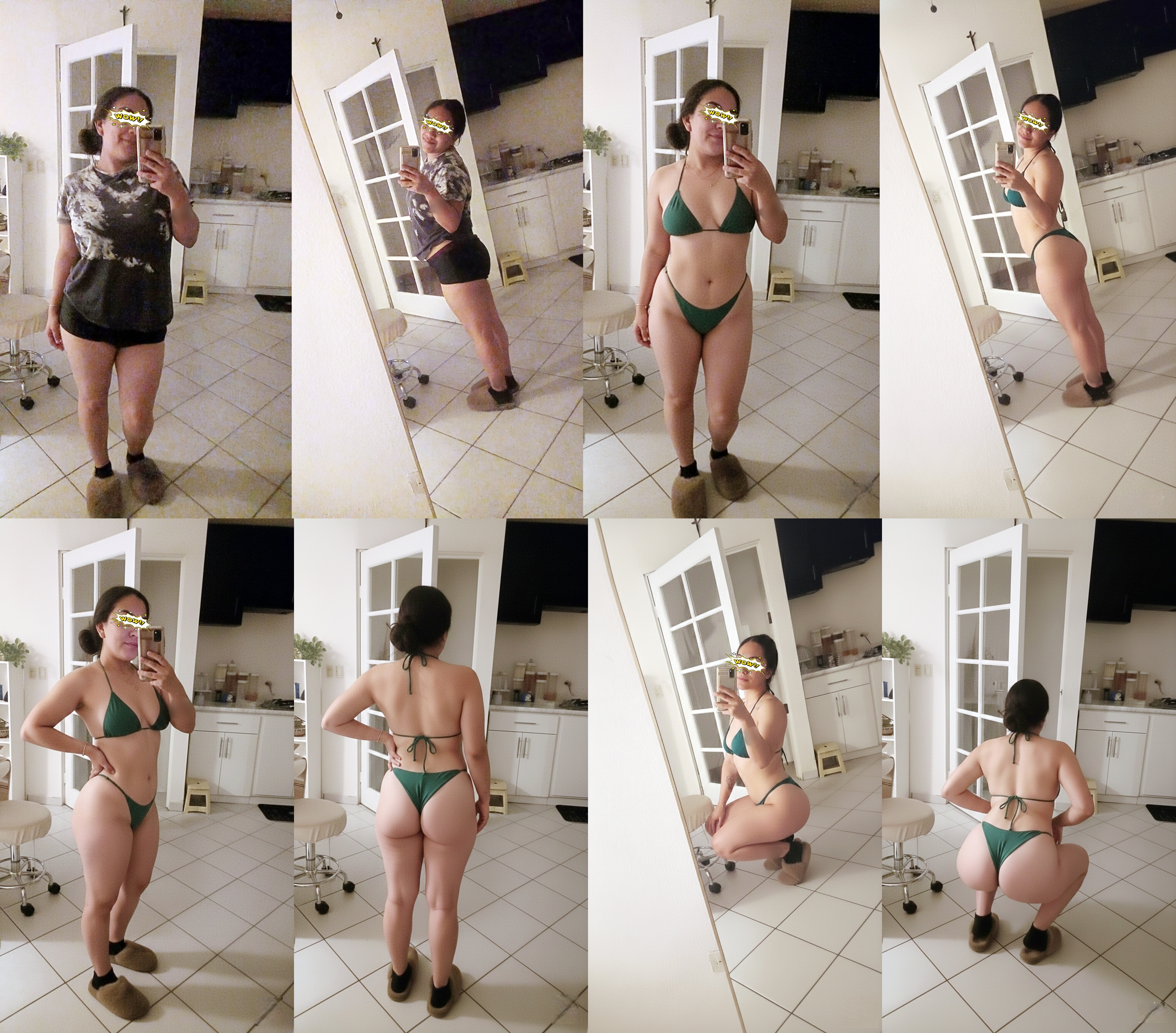 Luciendo el bikini en su espejo nuevo