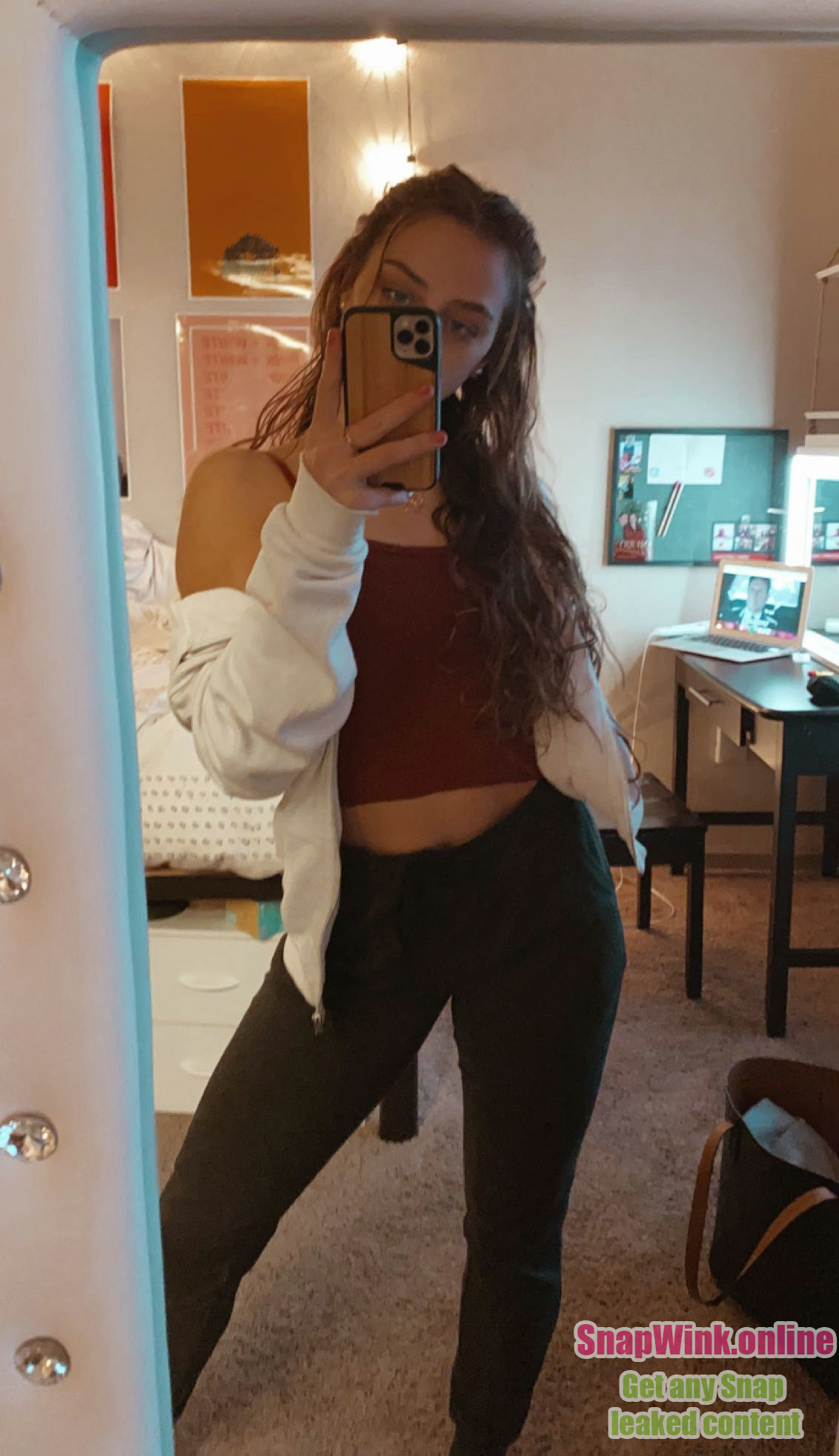 Adorable little tan brunette NYU sophomore Snap Leak