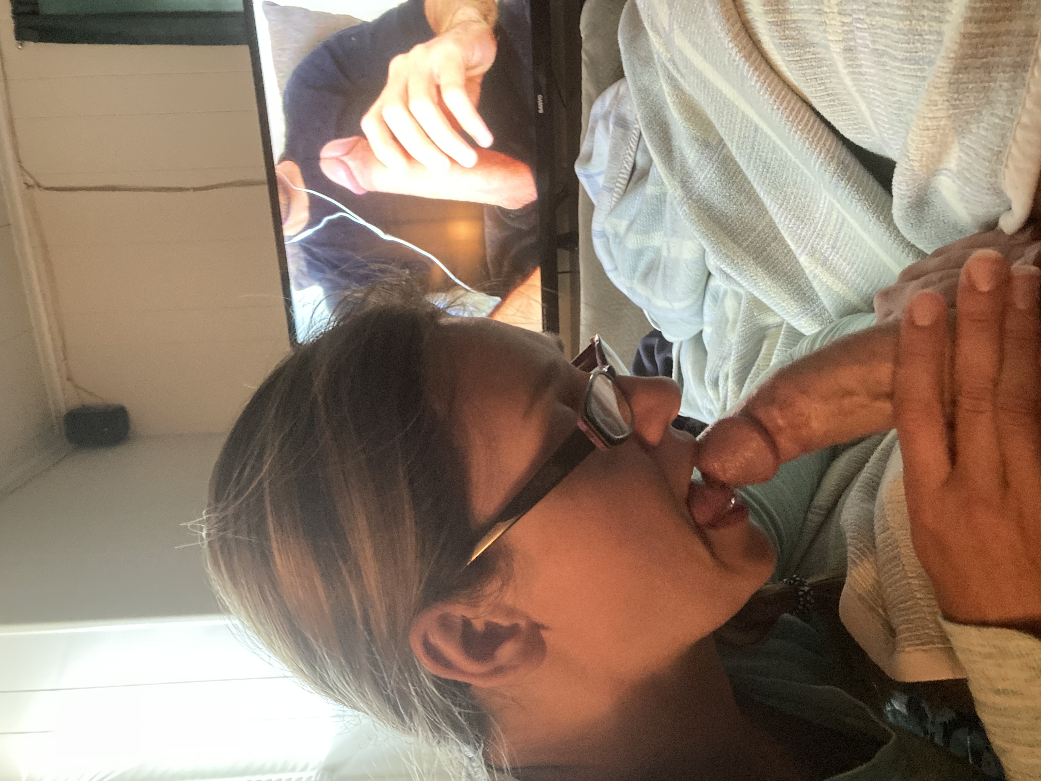 Sexy Girl With Glasses Sucking Cock