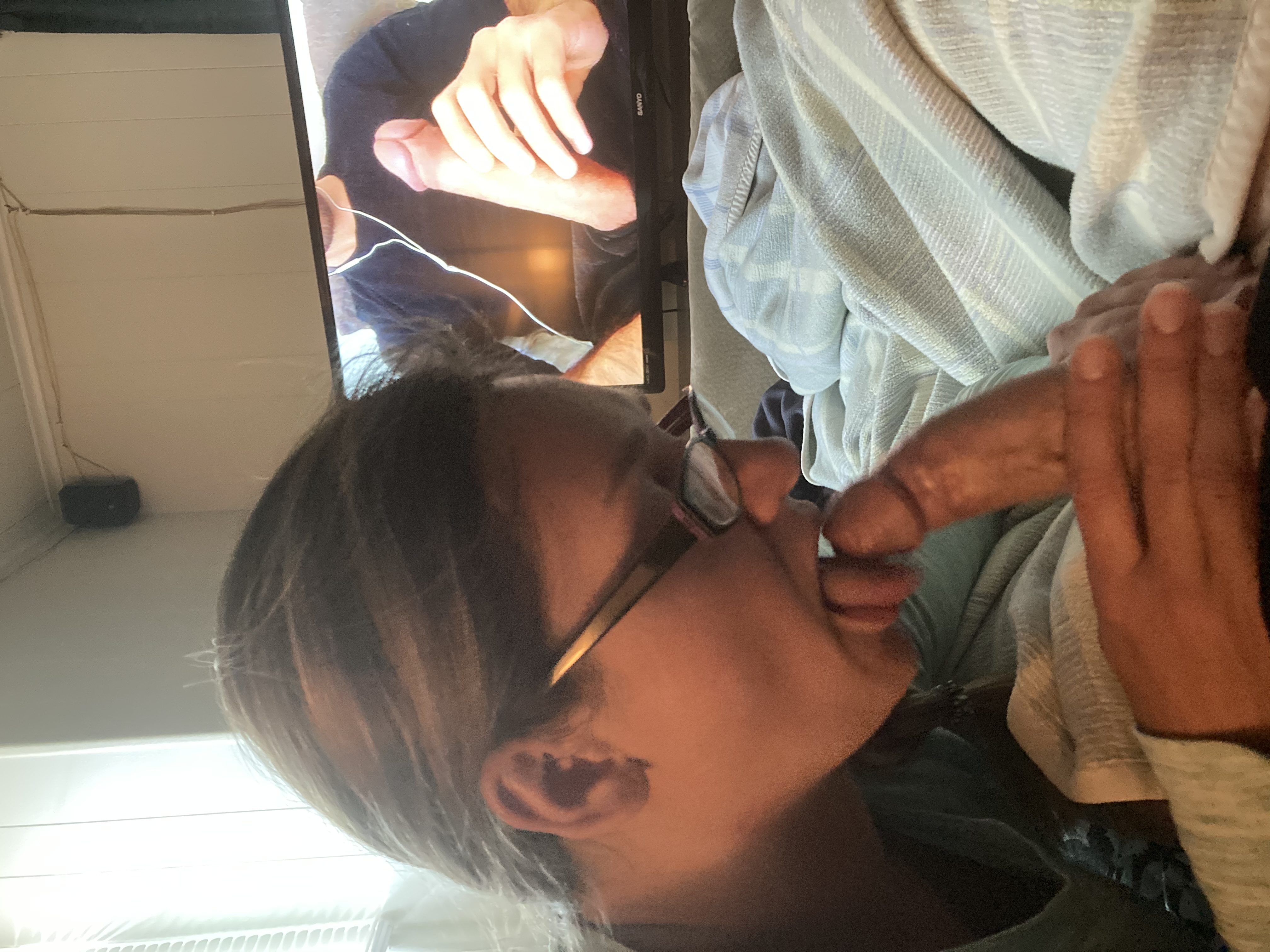 Sexy Girl With Glasses Sucking Cock