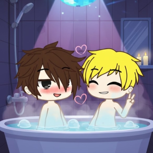 Lagi mandi bareng di malam hari 