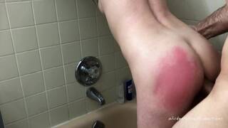 PAINAL Submissive Bunny has her Tight little Ass Fucked in the Shower