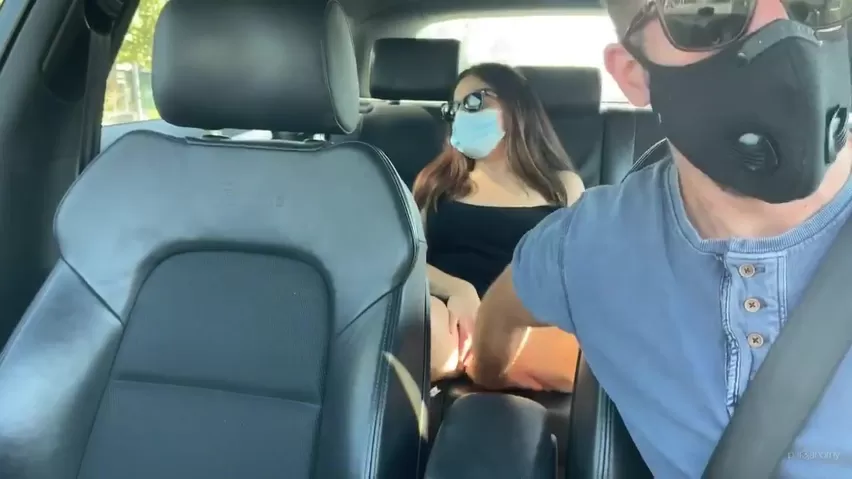 Spy Cam MILF Cheating Wife Cums with Uber Guy on the way to the Beach