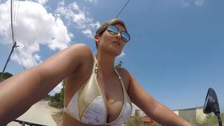 PUBLIC QUAD BIKE DILDO FUCK! XXX