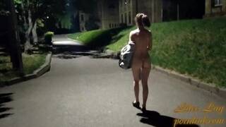 Risky Walking Naked in the City at Night