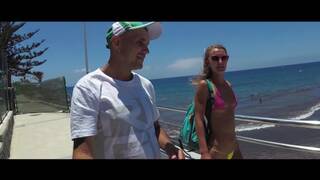 TRAVEL SHOW with Sasha Bikeyeva in a Micro Bikini. Canarias Beaches Part 2