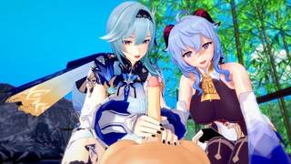Genshin Impact: THREESOME WITH EULA AND GANYU (3D Hentai)
