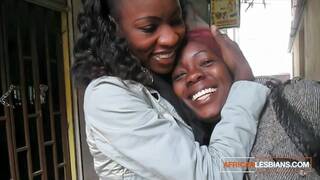 Stunning Ebony Lesbian Teens in Toilet