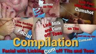 Facial Compilation with Licking Cum off Toes and Tits, Feetcouple69 Cumpilation