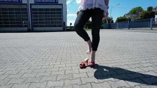 Summer High Heels - Walking on Red Mules