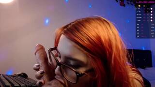 Busty red head girl blowjob