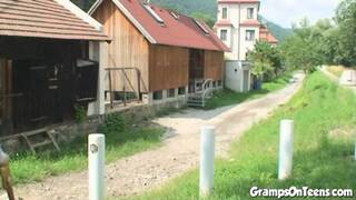 Grandpa fucks teen cunt while wife watches