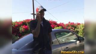 Tight pussied ebony ravaged by cock