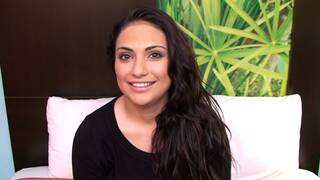 This brunette teen cock sucker had big natural d cup boobs