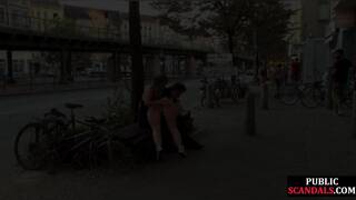 Busty german publicly humiliated outside before cock riding