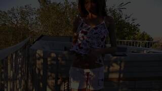 Tiny Trisha Masturbate with Dildo Outdoor