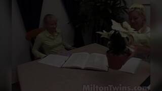 Milton twins with lesbian friends have threesome