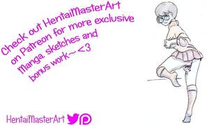 Scooby Doo Velma upskirt masturbating fan art speed drawing