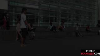 Real newbie gets public spanked and facefucked before jizz