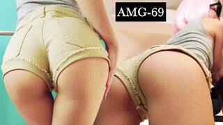 Hard Sex Girl and Cum on Butt in Gym - Closeup