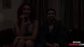 Black redhead cucking pathetic boyfriend then spits cum