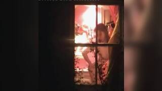 Cute teen caught naked in her room by a window peeper Cute teen caught naked in her room by a window peeper