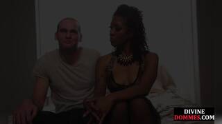 Black bdsm femdom pegging submissive bf in erotic couple