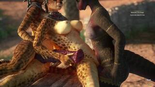 Furry futa dragon with horse dildo | 3D sex game