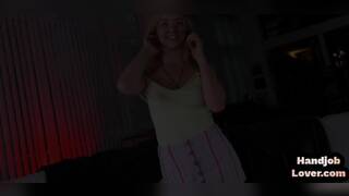 Handjob babe grinding pussy on pov dick after wanking