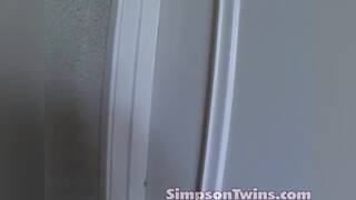 Horny twins masturbating as they watch each other