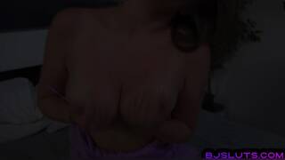 Busty pov blowjob babe sucks and rides with boyfriend