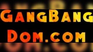 Caged gangbang slut double penetrated while sucking