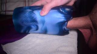 Fucking David's muzzle from Bad Dragon and cumming inside