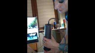 Mistress Katrix penis torture with pump and dilator,cervix femdom.